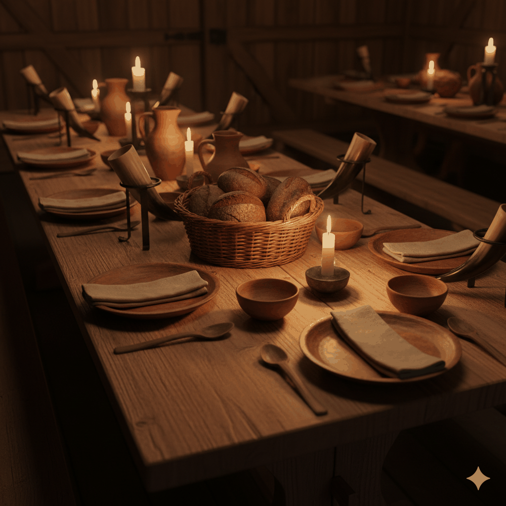 Autentiskt dukat vikingabord
