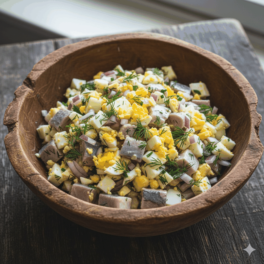 Sillsallad med ägg